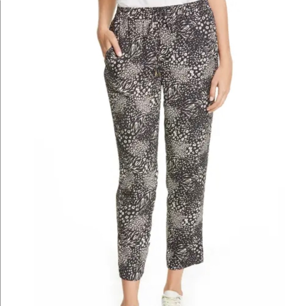 JOIE Cropped Lounge Pants | Ceylon Trouser in Caviar Print | Elastic Waist